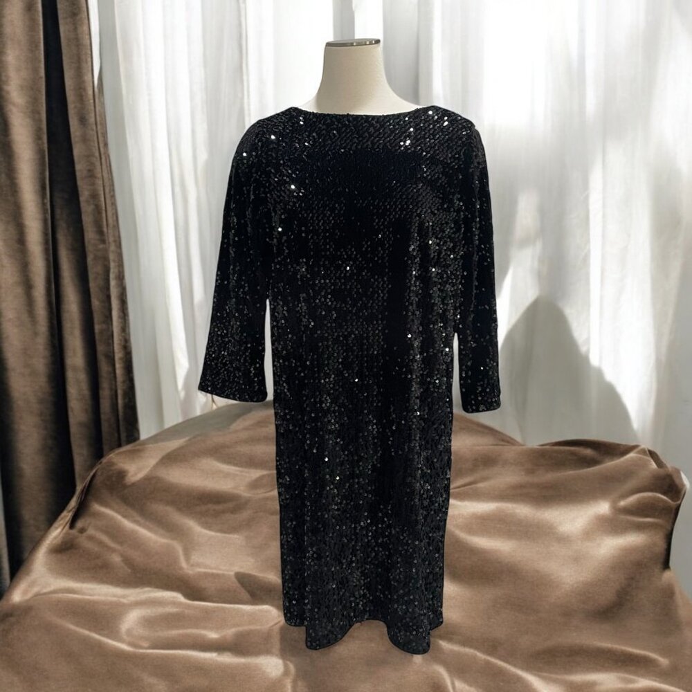 Peruzzi Blk Sequin Cocktail‎ Dress 8/10 (US) Elegant Party Evening Holiday Glam